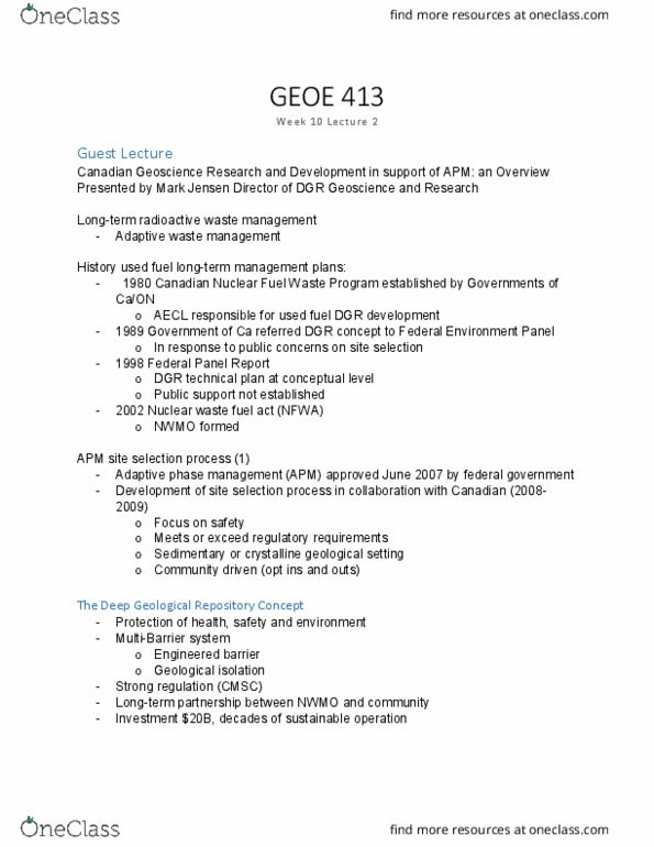 GEOE 413 Lecture Notes - Lecture 25: Raman Spectroscopy, System Simulation, Environmental Impact Assessment thumbnail