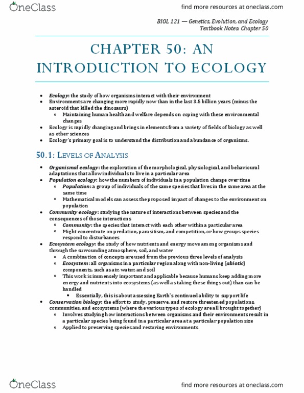 BIOL 121 Chapter Notes - Chapter 50: Northern Hemisphere, Permafrost, Cactus thumbnail