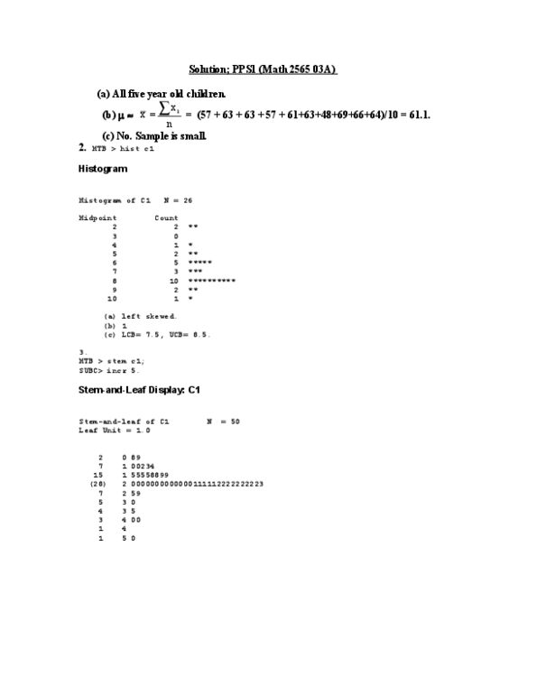 MATH 2565 Lecture Notes - Histogram, Quartile, Box Plot thumbnail