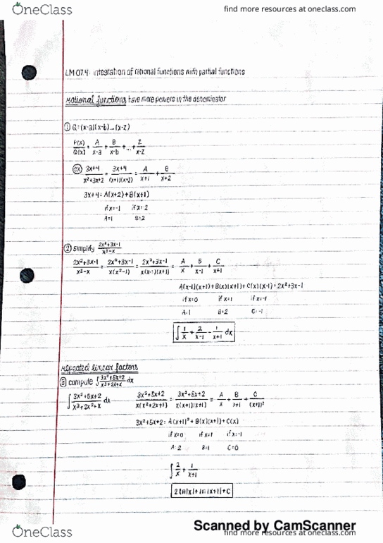 M 408S Chapter 7.4: [module]-(integration of rational functions with partial fractions) thumbnail