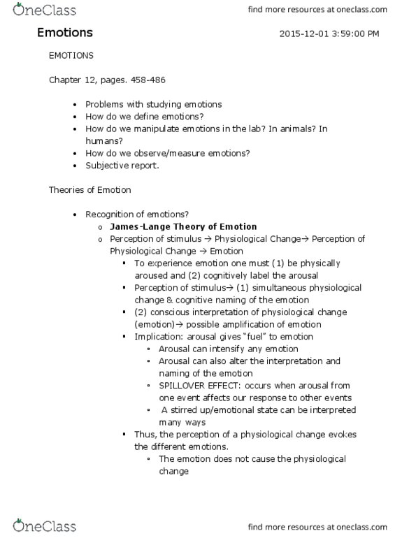 PSY 1101 Lecture Notes - Lecture 9: Thalamus, Mirror Neuron, Parasympathetic Nervous System thumbnail
