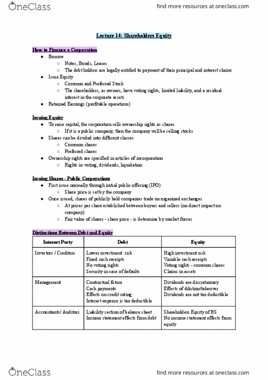 MGCR 211 Lecture 23: Lecture 14: Shareholders Equity thumbnail