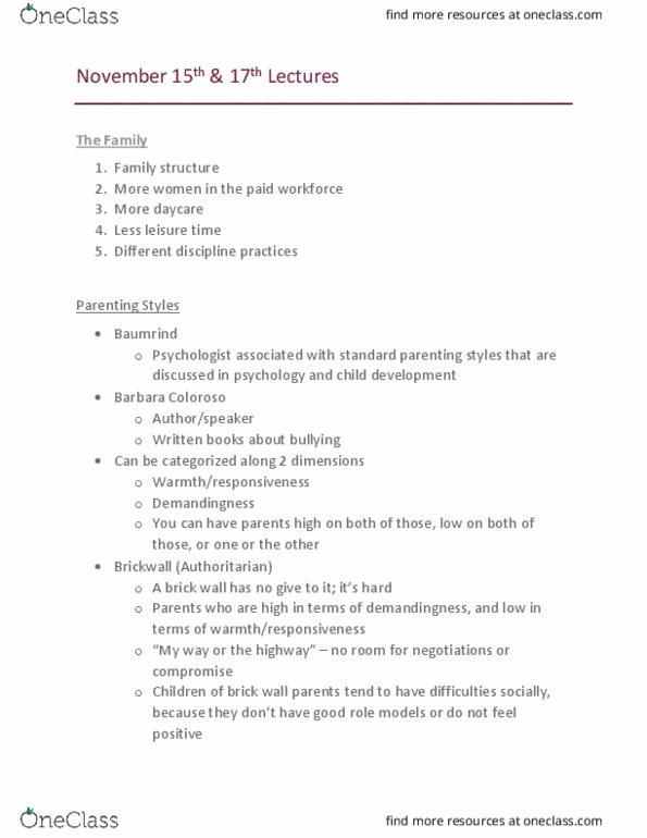 PSYC 2500 Lecture Notes - Lecture 16: Effect Size, Noncustodial Parent, Parenting Styles thumbnail