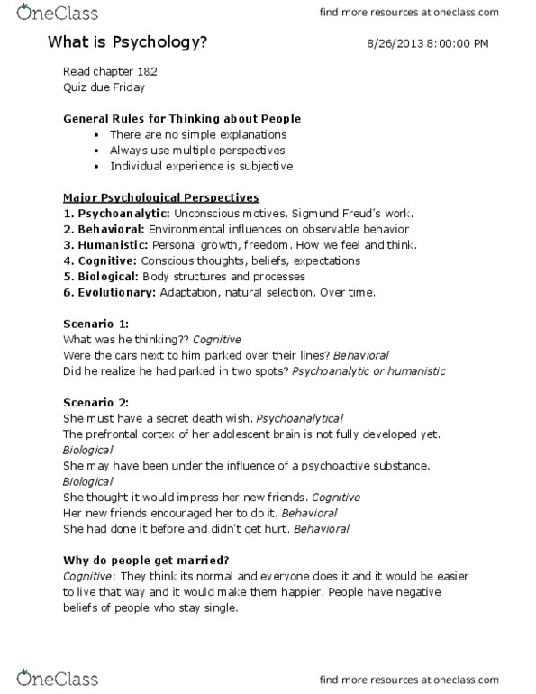 PSYC 101 Lecture Notes - Lecture 1: Psychoactive Drug, Prefrontal Cortex, Personal Development thumbnail
