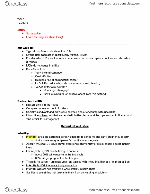 GEN&WS 103 Lecture Notes - Lecture 9: Title X, Reproductive Health, Reproductive Coercion thumbnail