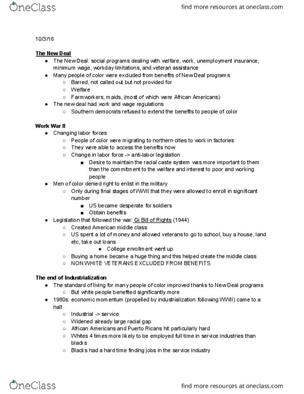 SOC 134 Lecture Notes - Lecture 5: Patricia J. Williams, Wealth Inequality In The United States, American Middle Class thumbnail