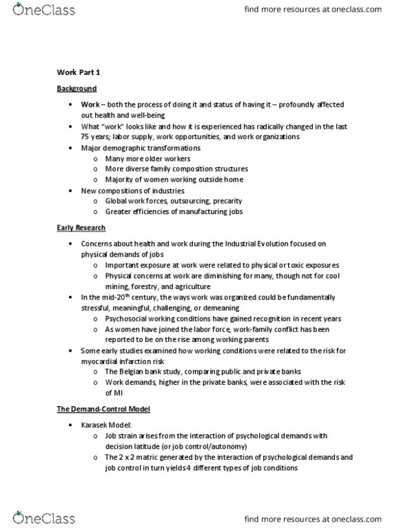PUBHLTH 102 Lecture Notes - Lecture 4: Odd Hours, Contingent Work, Whitehall Study thumbnail
