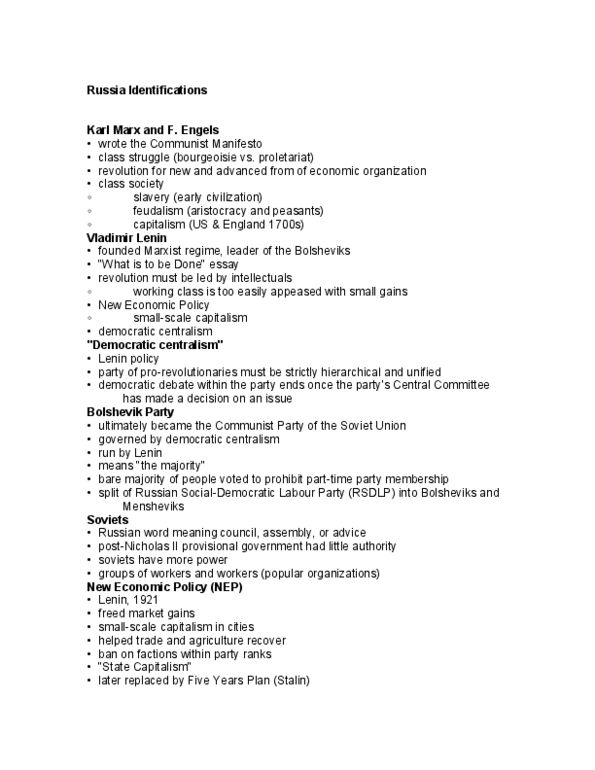 POLI 211 Chapter Notes -Five-Year Plans For The National Economy Of The Soviet Union, Nikita Khrushchev, Cuban Missile Crisis thumbnail