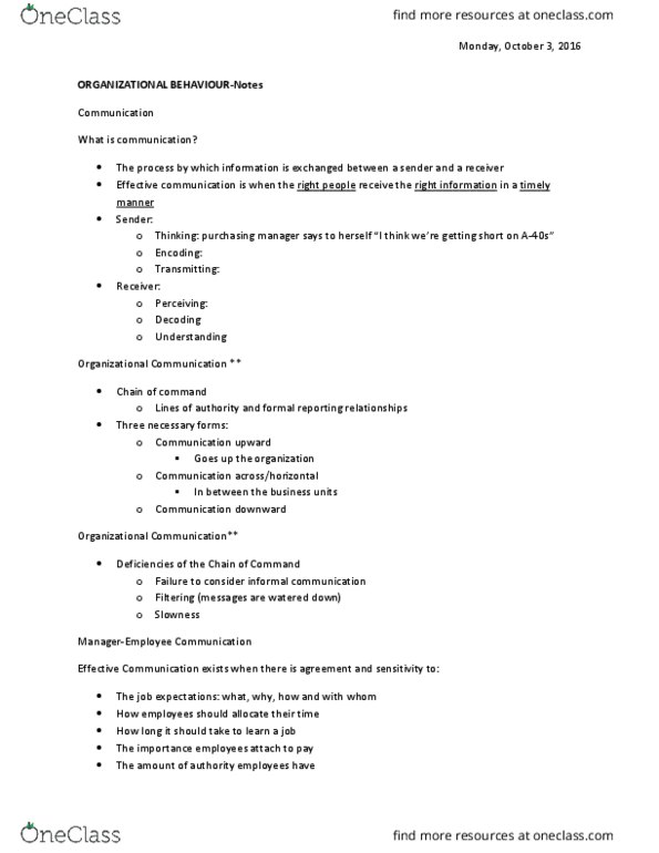COMMERCE 1BA3 Lecture Notes - Lecture 13: Jargon, Organizational Communication thumbnail