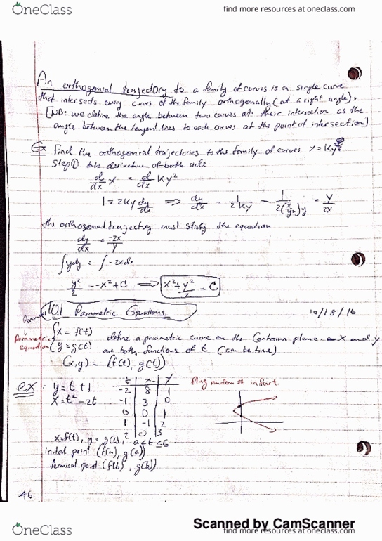 MATH 274 Lecture 13: 10.1 & 10.2 parametric thumbnail