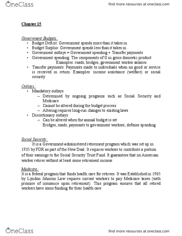 ECON 2105 Lecture Notes - Lecture 19: Gross Domestic Product, Tax Rate, Social Security Trust Fund thumbnail