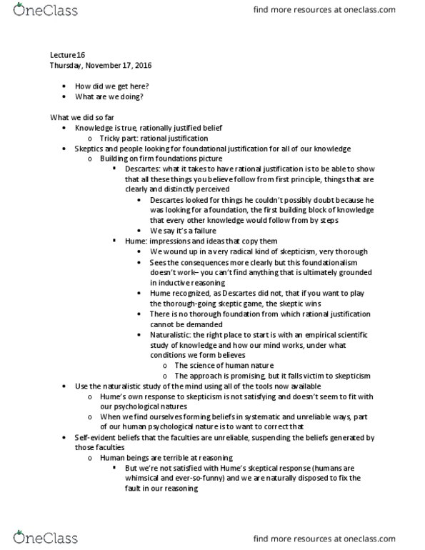 SOC SCI H1G Lecture Notes - Lecture 16: Empiricism, Philosophy Of Science, Coherentism thumbnail