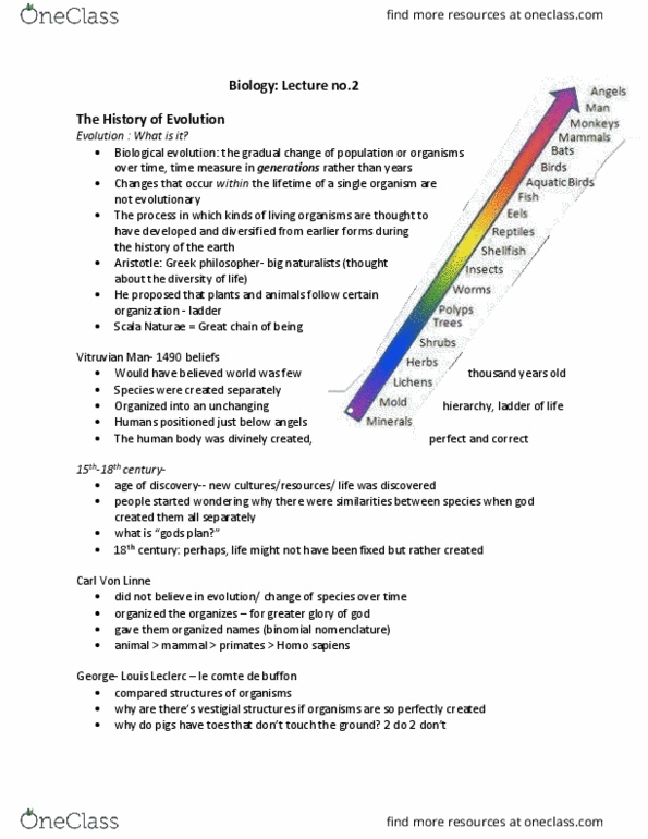 Biology 1201A Chapter Notes - Chapter 17: Carl Linnaeus, Georges-Louis Leclerc, Comte De Buffon, Vitruvian Man thumbnail