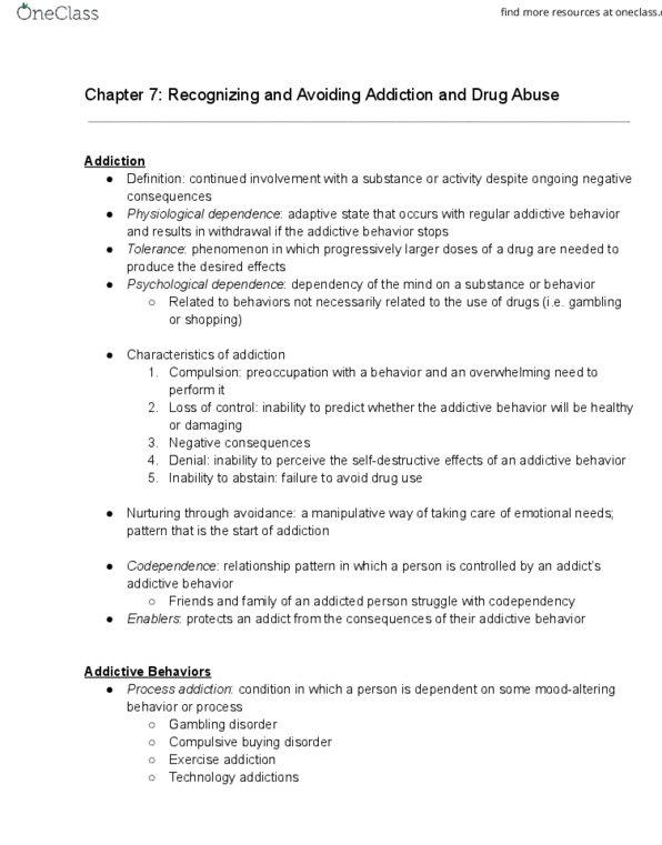 KINE 250 Chapter Notes - Chapter 7: Compulsive Buying Disorder, Substance Abuse, Nicotine Patch thumbnail