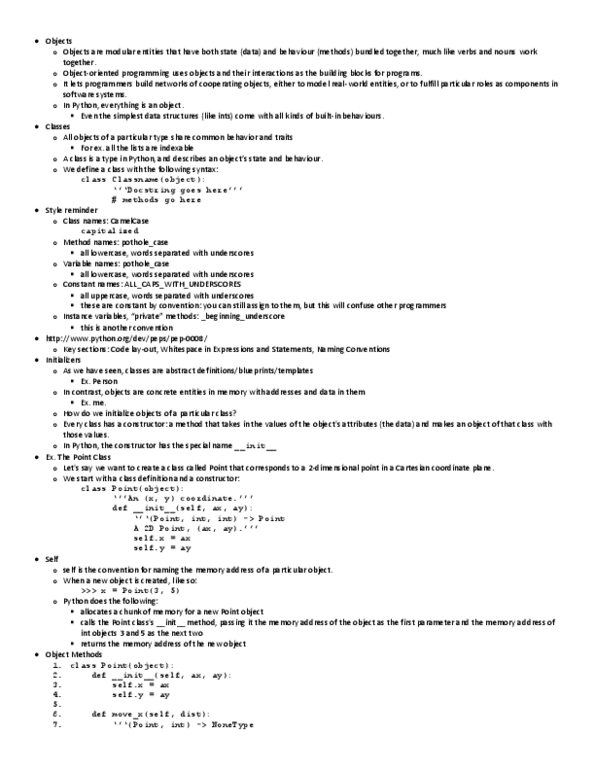 CSC148H1 Lecture Notes - Cartesian Coordinate System, Memory Address, Camel Case thumbnail