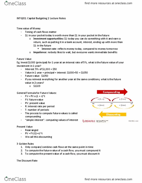 INTG 201 Lecture 15: INTG201 Capital Budgeting 2 Lecture Notes thumbnail