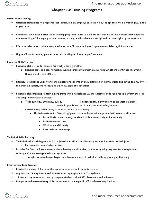 HRM 3410 Lecture Notes - Lecture 13: Software, Numeracy, Absenteeism thumbnail