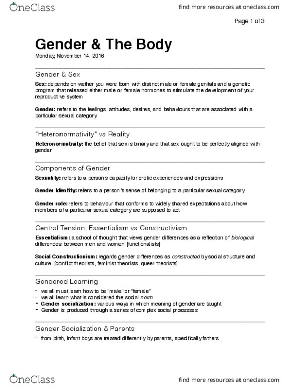 Sociology 1020 Lecture 7: Gender & The Body thumbnail