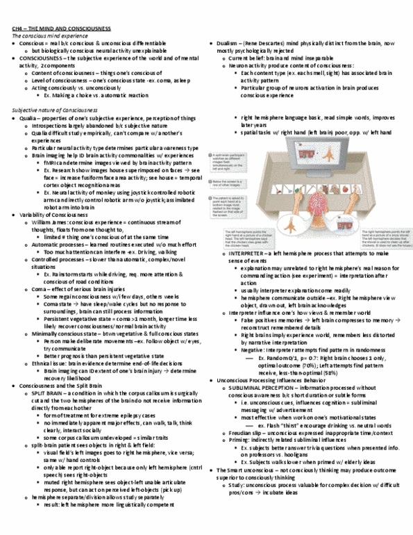 PSY100H1 Chapter Notes - Chapter 4: The Conscious Mind, Fusiform Face Area, Freudian Slip thumbnail