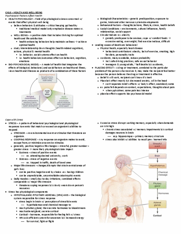 PSY100H1 Chapter Notes -Coronary Artery Disease, Natural Killer Cell, Adrenal Gland thumbnail