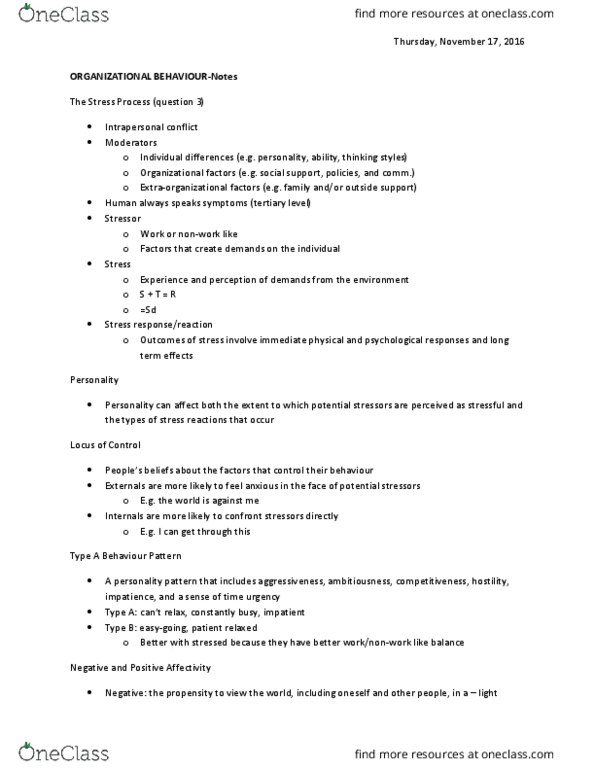 COMMERCE 1BA3 Lecture Notes - Lecture 22: Stressor, Externals, Family Therapy thumbnail