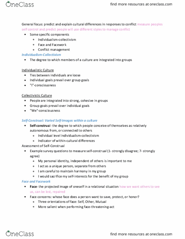 CMN 101 Lecture Notes - Lecture 14: Conflict Management, Emotional Expression thumbnail