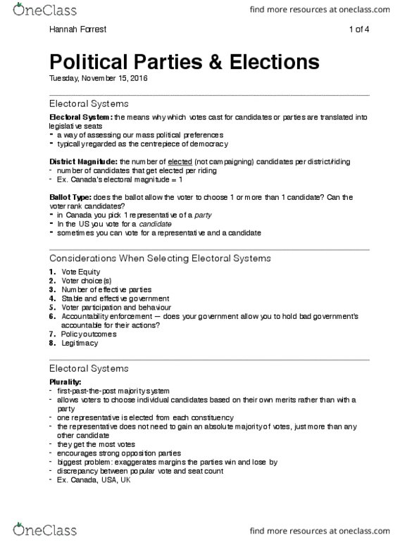 Political Science 1020E Lecture 10: Political Parties & Elections thumbnail