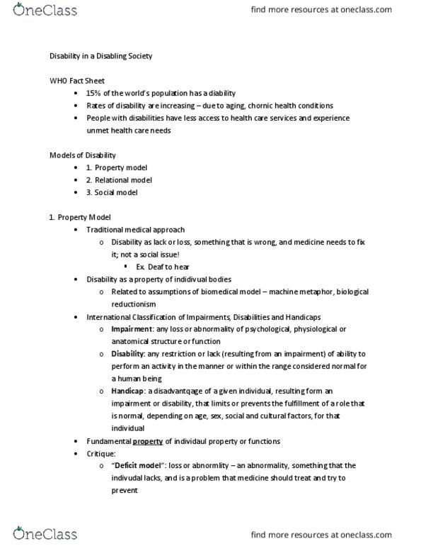 SOSA 2502 Lecture Notes - Lecture 16: Relational Model, Reductionism, Universal Design thumbnail