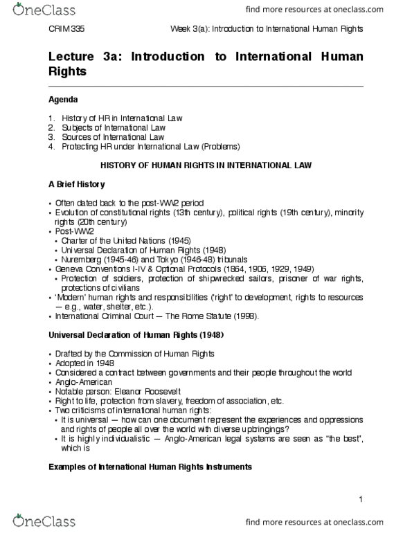 CRIM 335 Lecture 3: Lecture 3a Introduction to International Human Rights thumbnail