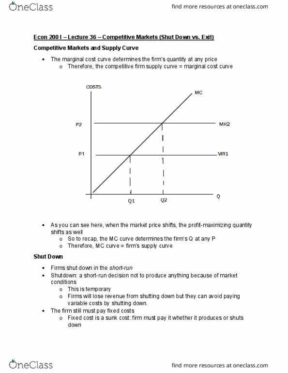 ECON 200 Lecture Notes - Lecture 36: Marginal Cost, Fixed Cost, Sunk Costs thumbnail