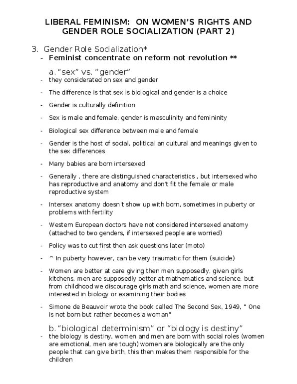 SOSC 1350 Lecture Notes - Liberal Feminism, Simone De Beauvoir, Khanith thumbnail