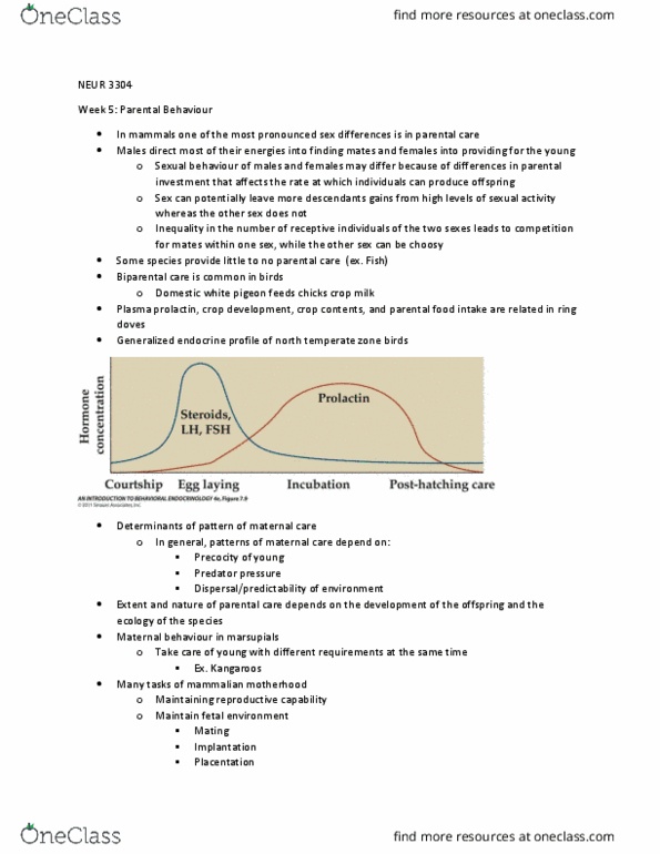 NEUR 3304 Lecture Notes - Lecture 5: Temperate Climate, Olfactory Bulb, Preoptic Area thumbnail