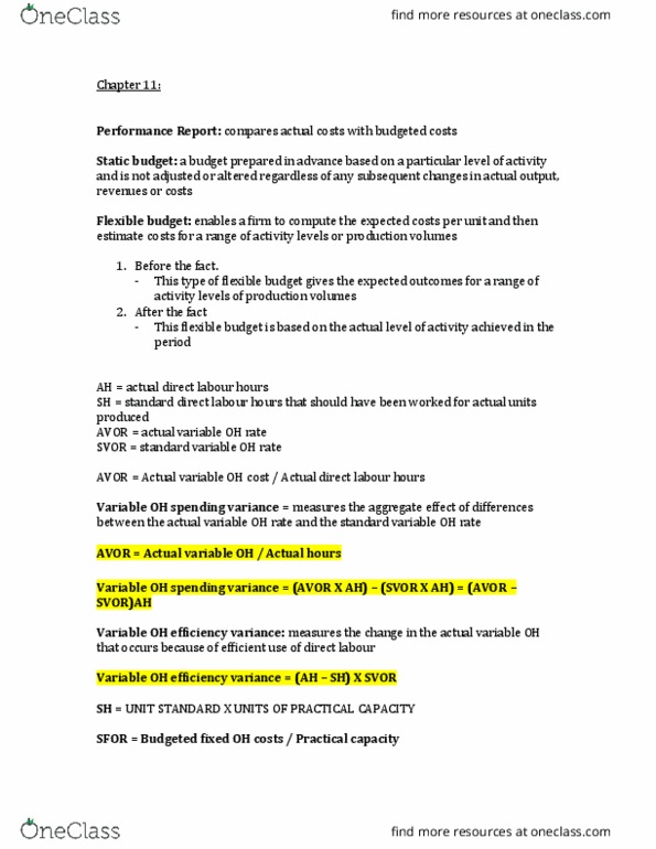 ACC 406 Lecture Notes - Lecture 11: Stabilisation Force In Bosnia And Herzegovina, Sensitivity Analysis, Unit thumbnail