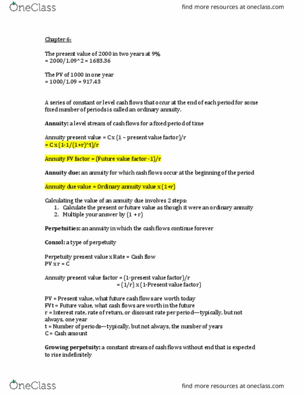 FIN 300 Lecture Notes - Lecture 6: Cash Flow, Effective Interest Rate, Annual Percentage Rate thumbnail