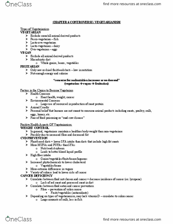 Foods and Nutrition 1021 Lecture Notes - Lecture 6: Iron-Deficiency Anemia, Macrobiotic Diet, Fruitarianism thumbnail