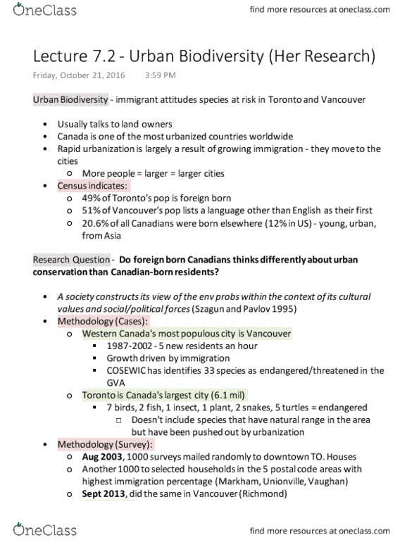ENV250Y5 Lecture Notes - Lecture 11: Committee On The Status Of Endangered Wildlife In Canada, Confidence Interval thumbnail