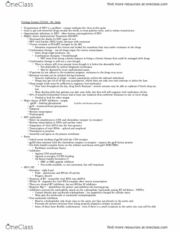 IMIN324 Lecture Notes - Lecture 17: Viral Load, Human Cytomegalovirus, Trough Level thumbnail