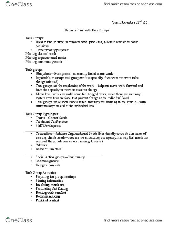 SOCWORK 3F03 Lecture Notes - Lecture 11: Problem Solving, Decision-Making, Takers thumbnail