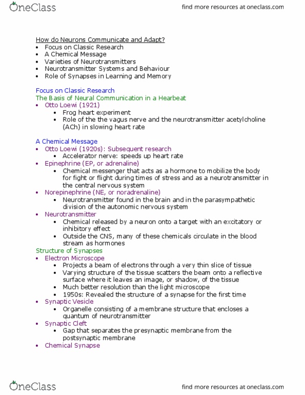 PSY 2301 Lecture Notes - Lecture 6: Otto Loewi, Vagus Nerve, Autonomic Nervous System thumbnail