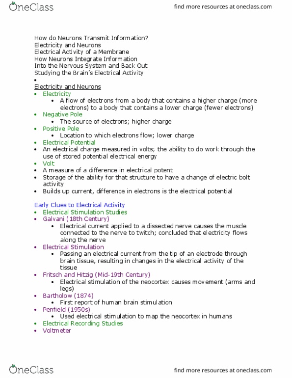 PSY 2301 Lecture Notes - Lecture 5: Electric Charge, Electric Current, Voltmeter thumbnail