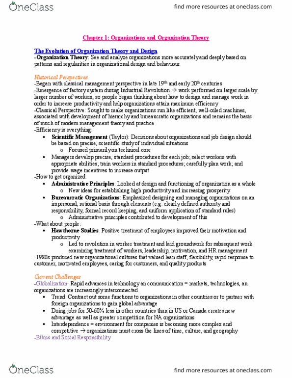 BU398 Chapter Notes - Chapter 1: Organizational Culture, Job Satisfaction, Computer Network thumbnail