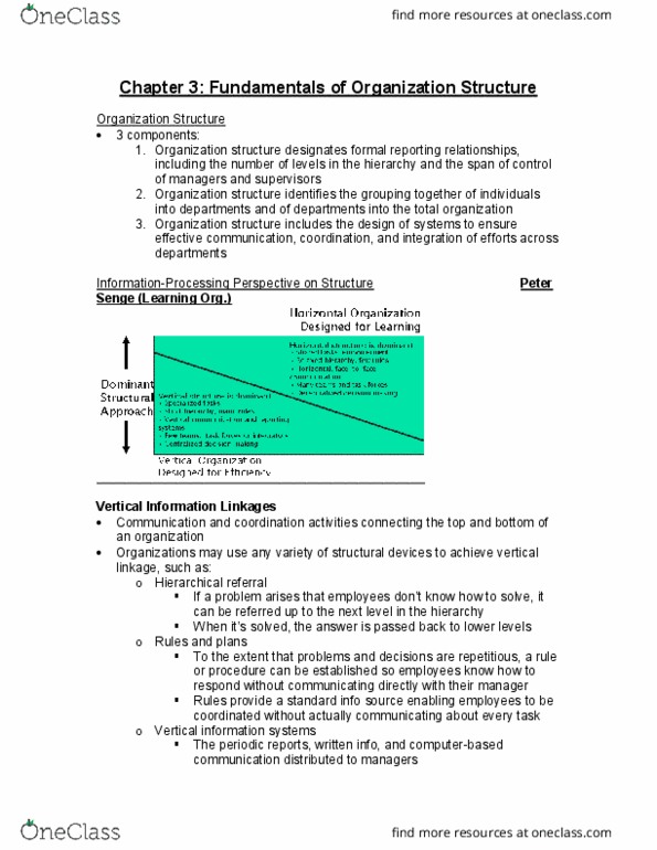 BU398 Chapter Notes - Chapter 3: Peter Senge, Hierarchical Organization, Project Manager thumbnail