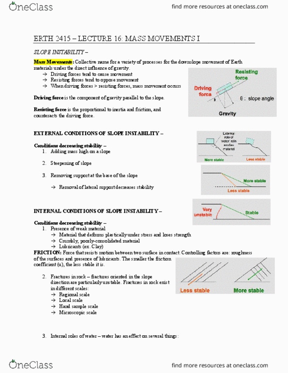 ERTH 2415 Lecture Notes - Lecture 16: Friction, Microscopic Scale, Silt thumbnail