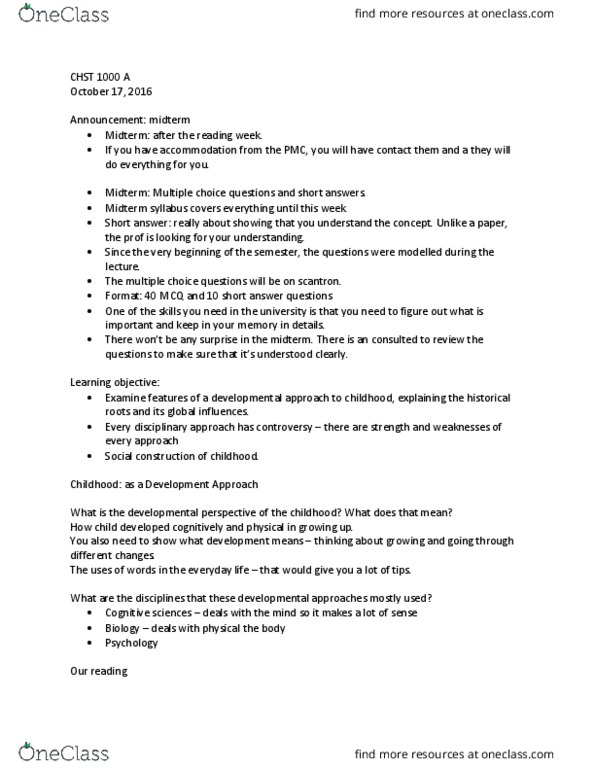 CHST 1000 Lecture Notes - Lecture 5: Qualitative Property, Multiple Choice, Puritans thumbnail