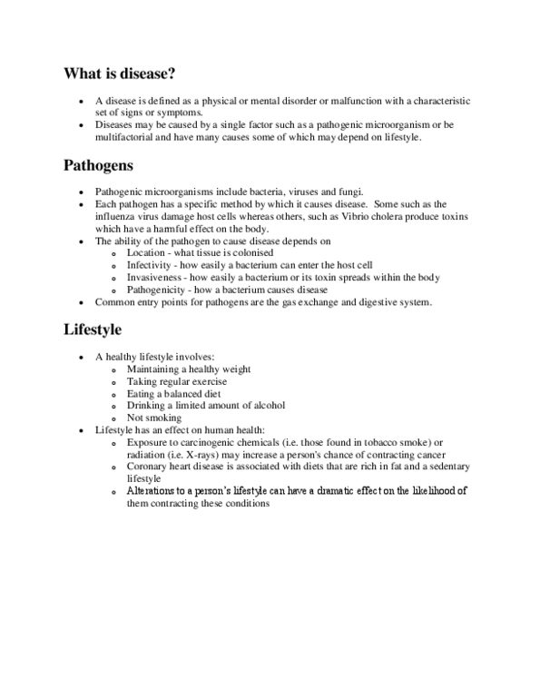 BLG 251 Lecture Notes - Microorganism, Mental Disorder, Coronary Artery Disease thumbnail