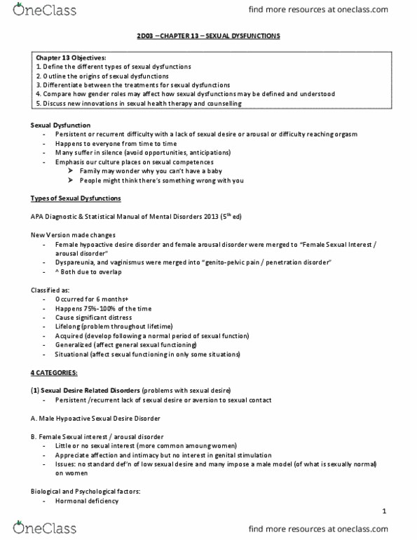 COLLAB 2D03 Lecture Notes - Lecture 13: Erectile Dysfunction, Hypoactive Sexual Desire Disorder, Chronic Kidney Disease thumbnail