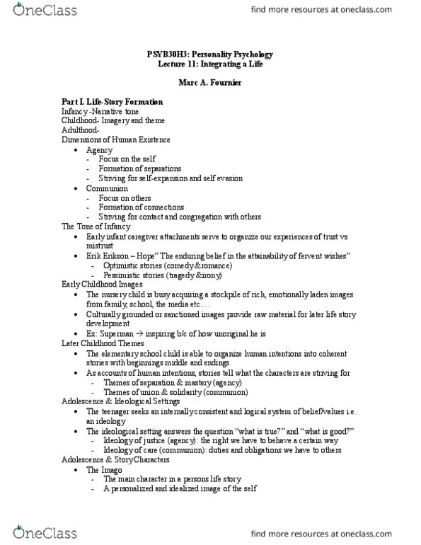 PSYB30H3 Lecture Notes - Lecture 11: Erik Erikson, Formal System, The Counselor thumbnail