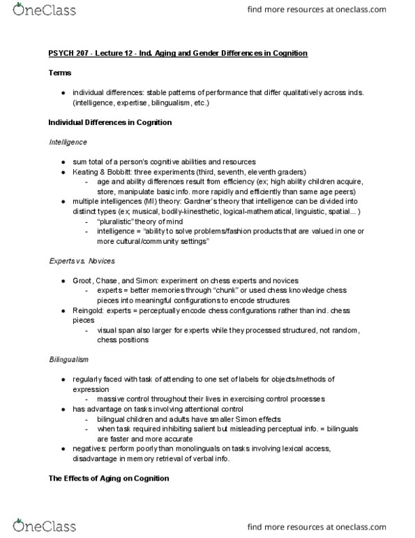 PSYCH207 Lecture Notes - Lecture 12: Groot, Frontal Lobe, Episodic Memory thumbnail