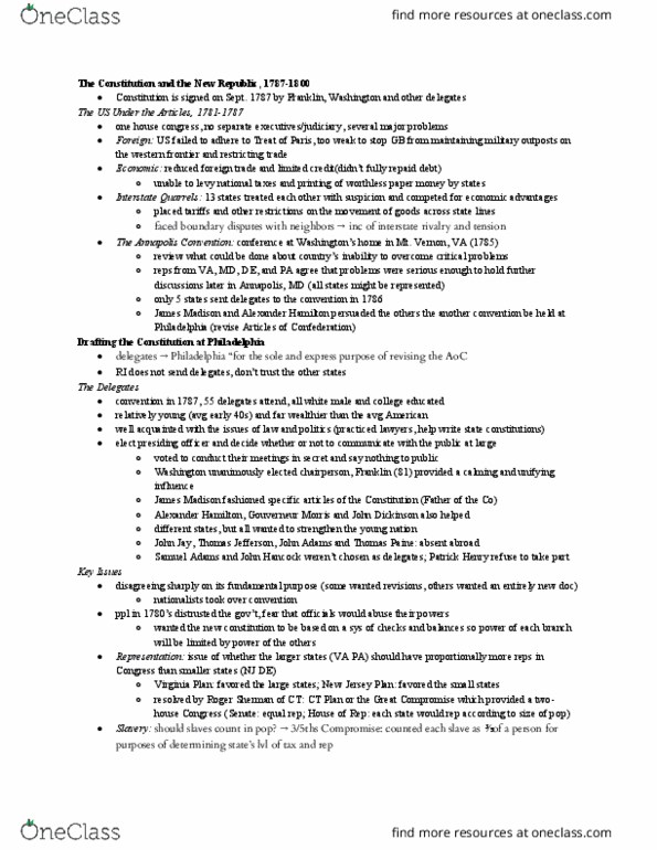 HIST 011 Lecture Notes - Lecture 43: Annapolis, Maryland, Fourteenth Amendment To The United States Constitution, Henry Knox thumbnail