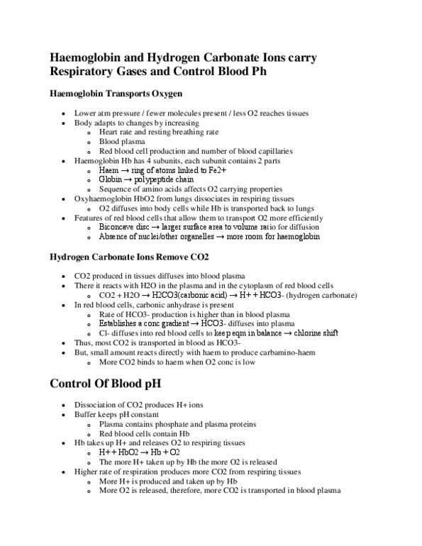 BLG 251 Lecture Notes - Red Blood Cell, Heme, Carbonic Anhydrase thumbnail